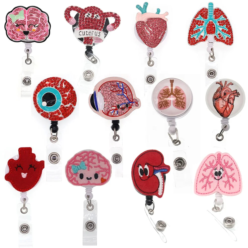 Mix Style Office Supply Rhinestone Organ Nurse Doctor Retractable Badge Reel for Nurse Accessories