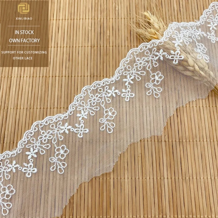 New Design Mesh Lace Trimmed Home Textile Dress with Multiple Color Thin Mesh Lace Trimmings for the Lace Edges.