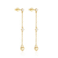 CANNER Hot Sale Wholesale Custom 925 Sterling Silver Earrings Zircon Long Tassel Chain Link Heart Pendant Stud Earring for Women