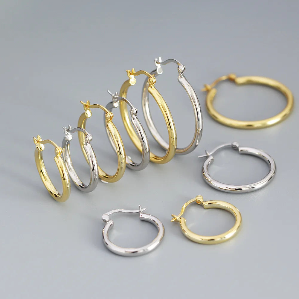 2.5mm Thick Classic Hoop Earrings 925 Sterling Silver Hoops for Women Gift