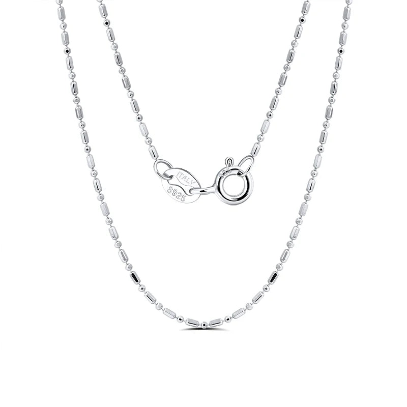 RINNTIN SC23 S925 Sterling Silver Pendant Necklace 1.0mm Ball Bead and Bar Chain Necklace Fine Hiphop Custom Silver Jewelry MegaBDM