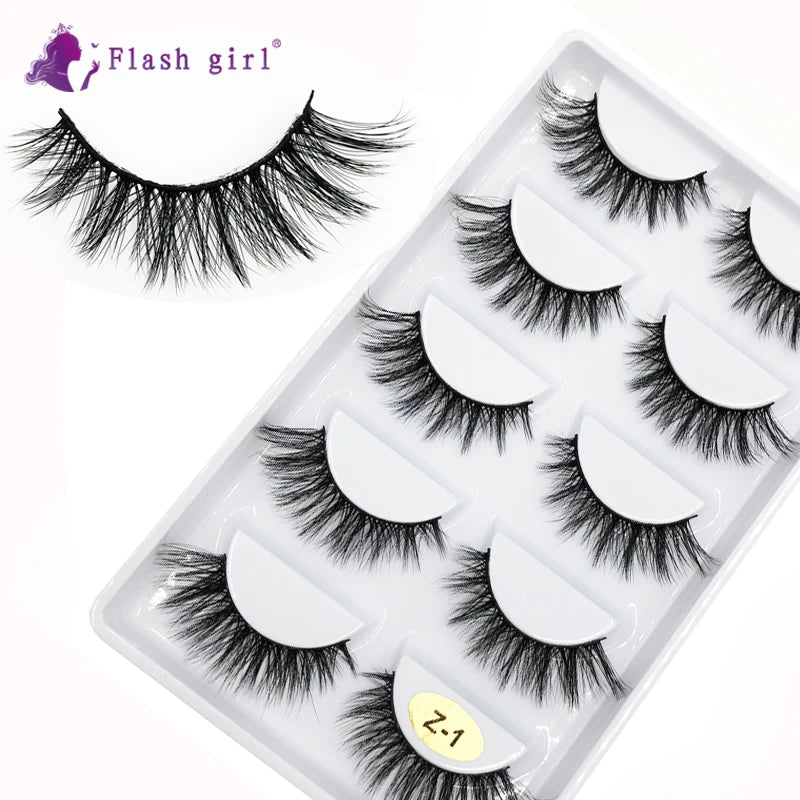 Flash Girl Top Quality Z Series Professional 100% Handmade Mink Eyelashes 5 Pairs Faux Mink Eyelashes MegaBDM