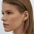 J&D 18k Gold Stainless Steel White Zircon Hoop Earrings Pack Classic Set of Three Pairs With Sparkling Zircon Details