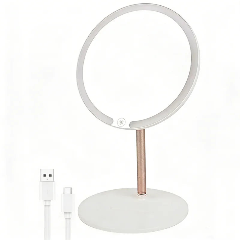 High-Definition Smart Cosmetic Desktop Mirror with LED Light Shape White Color Double-Sided for Home Use Valentine's Day Gift