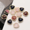 Fashion Elegant Real Natural Black Agate Heart Faceted Pendant With Real Gold Electroplated Gemstone Pendant