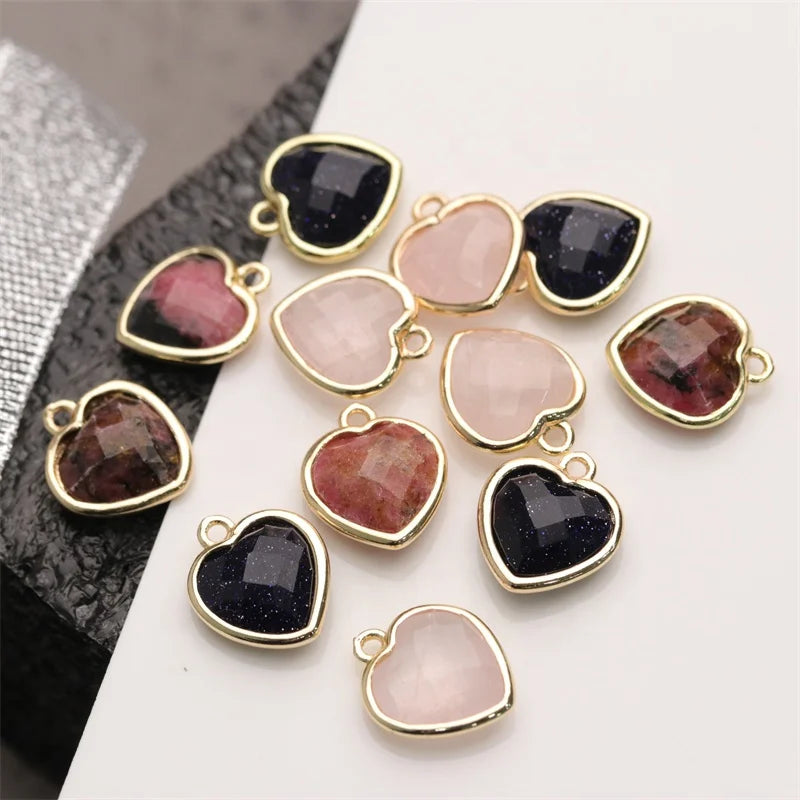 Fashion Elegant Real Natural Black Agate Heart Faceted Pendant With Real Gold Electroplated Gemstone Pendant