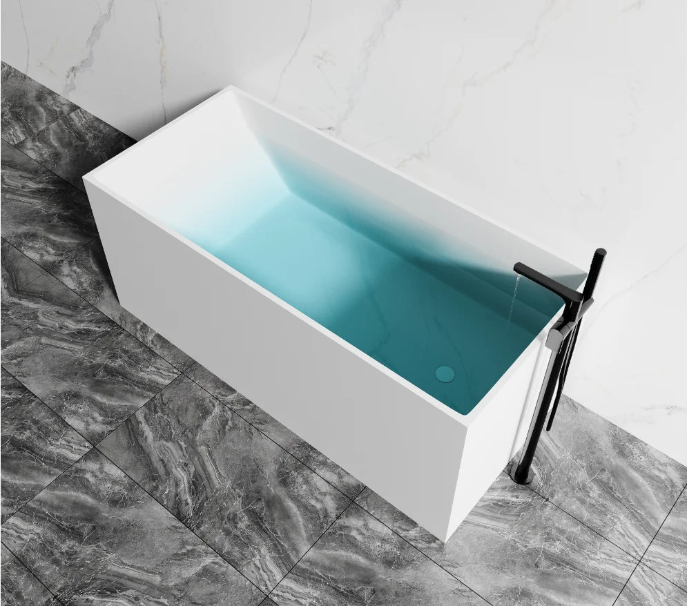 Surface Bathtub Freestanding Soaking Bath Tub Stone Resin Modern Bathtub Bathroom Bathtub Solid White GM OEM ODM Hotel 3 PCS