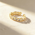 QIKU Casual Simple Design Rhinestone Heart Ring Gold Color Adjustable Open Charm Jewelry Accessories Women Girl Gift Wholesale