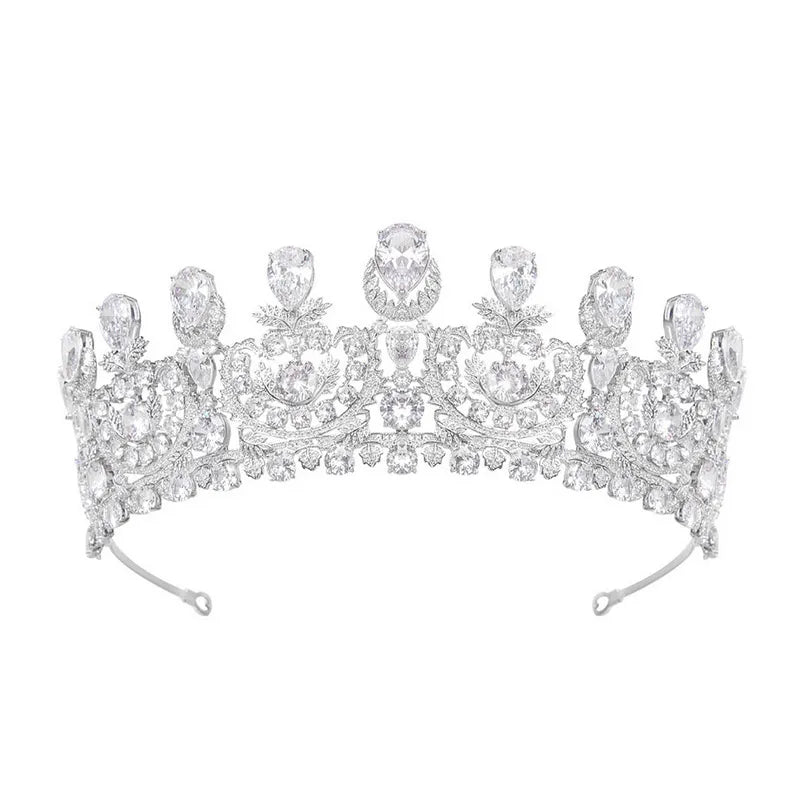 JR Brand MOQ 2pcs Wholesale Brass Jewelry Women Hair Accessories Large Wedding Crown for Bride Bright/Antique Gold Finish