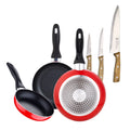 San Ignacio 3-piece frying pan set 16/20/24 cm + 3-piece stainless steel kitchen knife set