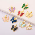 QIKU Enamel Butterfly Charms 9 Colors | 18K Gold Plated Copper Pendants for DIY Necklace & Bracelet Jewelry Making