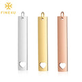Stainless Steel Engravable Name Logo Personalised Heart Silver Rose Gold Blank Vertical Bar Necklace Pendant for Women Jewelry