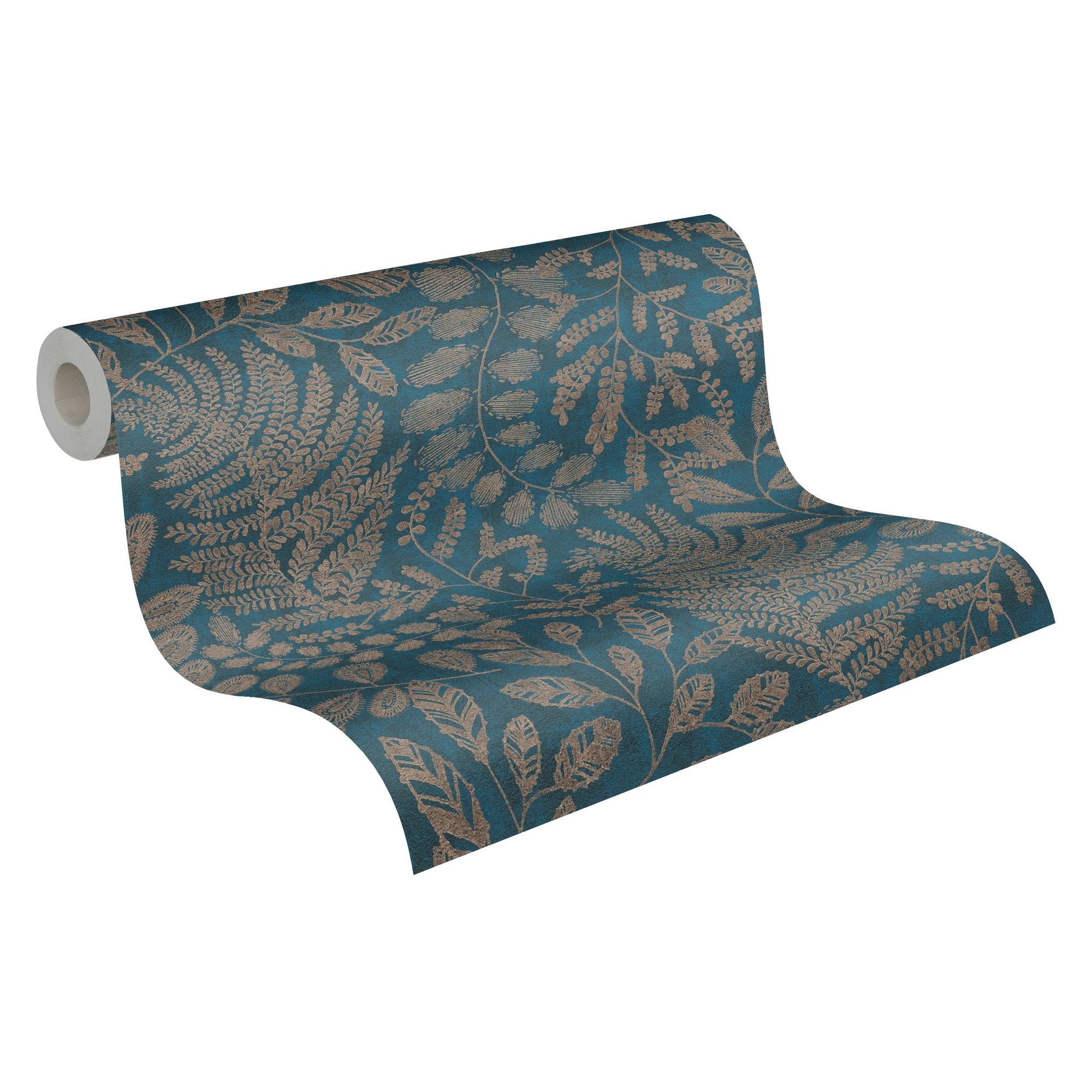 Germany Made Pre-Pasted Floral Blue Brown Metallic Non Woven Vinyl Wallpaper Rolls Highly Wash-Resistant Living Room Kitchen