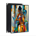 Glossy Abstract Geometric Canvas Prin Pintura Decorativa De Figura Tocando El Violonchelo En Estilo Cubista Profundo Home Decor