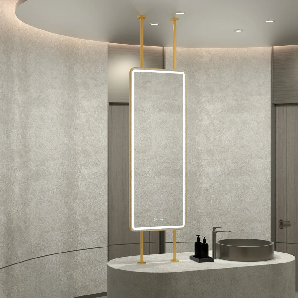Customized Touch Screen Front Frosted Lighting Mounted LED Smart Bathroom Hotel Special Rectangle Shaped Fogless