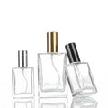 30ml 50ml 100ml Luxury Clear Empty Square Flat Refillable Perfume Glass Bottle With Pump Sprayer for Cosmetic