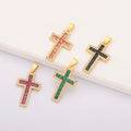 Small Gold Plated Cross Charms for Jewelry Making Crucifix Diy Supplies Metal Accessories Gold Filled Zircon Design Wholesale