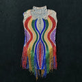 Sexy Candy Color Shiny Fringes Rhinestone Pole Dance Leotard Stage Performance One Piece Jumpsuit Women Sleeveless Club Bodysuit