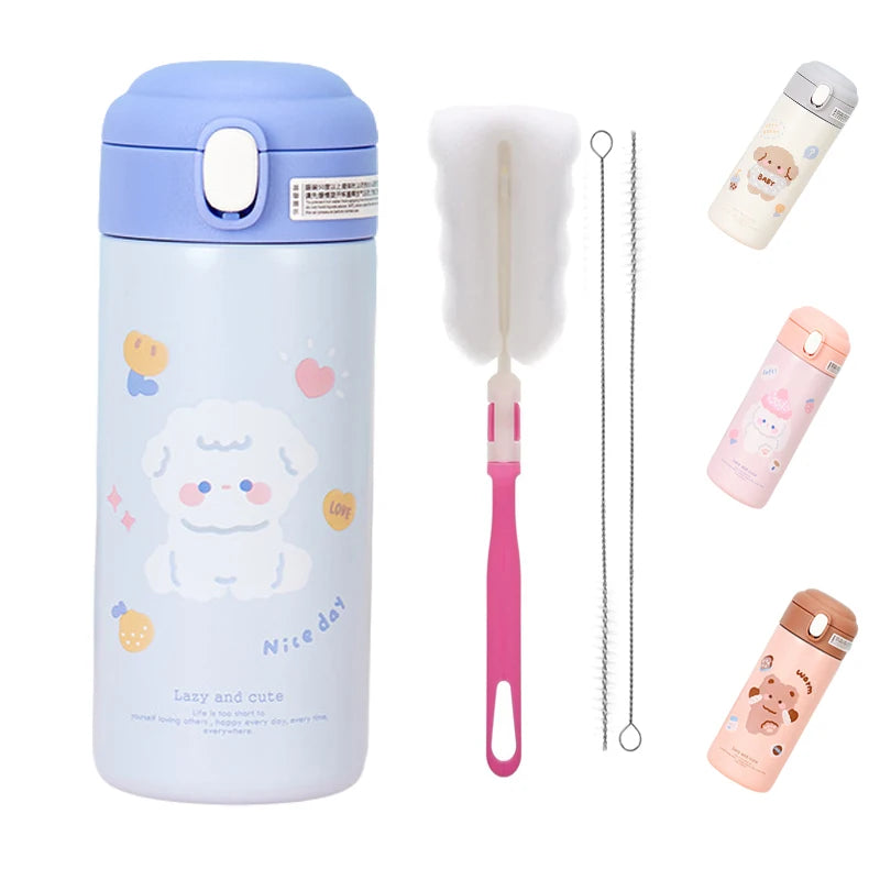 Birthday Christmas Gift for Girls Women Kawaii Water Bottle for Travel and Home Insulated Cute Cartoon Thermos Water Bottles