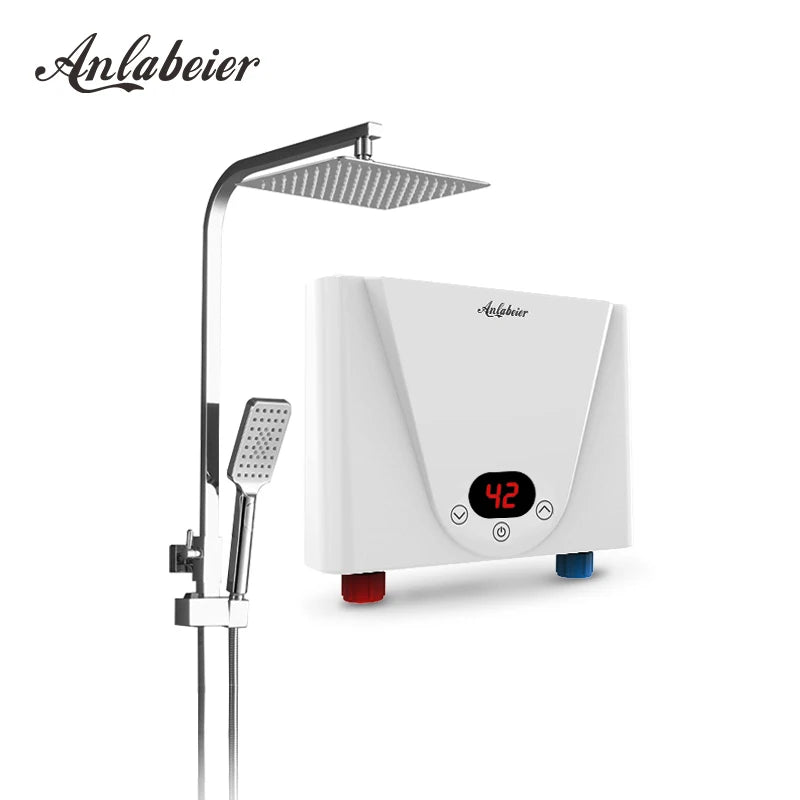 Premium 3.5KW Instant Electric Heater Smart WiFi IPx4 Waterproof Touch Control LED Display Plastic English Household Commercial