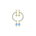 925 Sterling Silver Aquamarine Stone Heart Design Chandelier Stud Earrings Model ONR2001 From Turkey