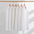 OEM Customized 230g cotton long sleeved white tshirt for men heavyweight loose solid color cotton bottoming tshirt for men