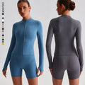 SHINBENE Hi Cloud 2Pcs Women's High Waist Shorts Long Sleeve Jacket Gym Fitness Workout Set Plus Size Sports Yoga Clothing