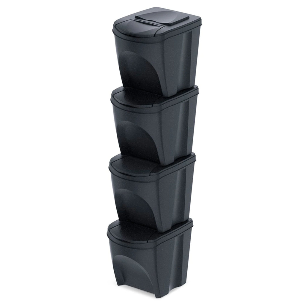 Set of 4 KEDEN SORTIBOX waste bins recycling bin anthracite ECO volume 4x25L