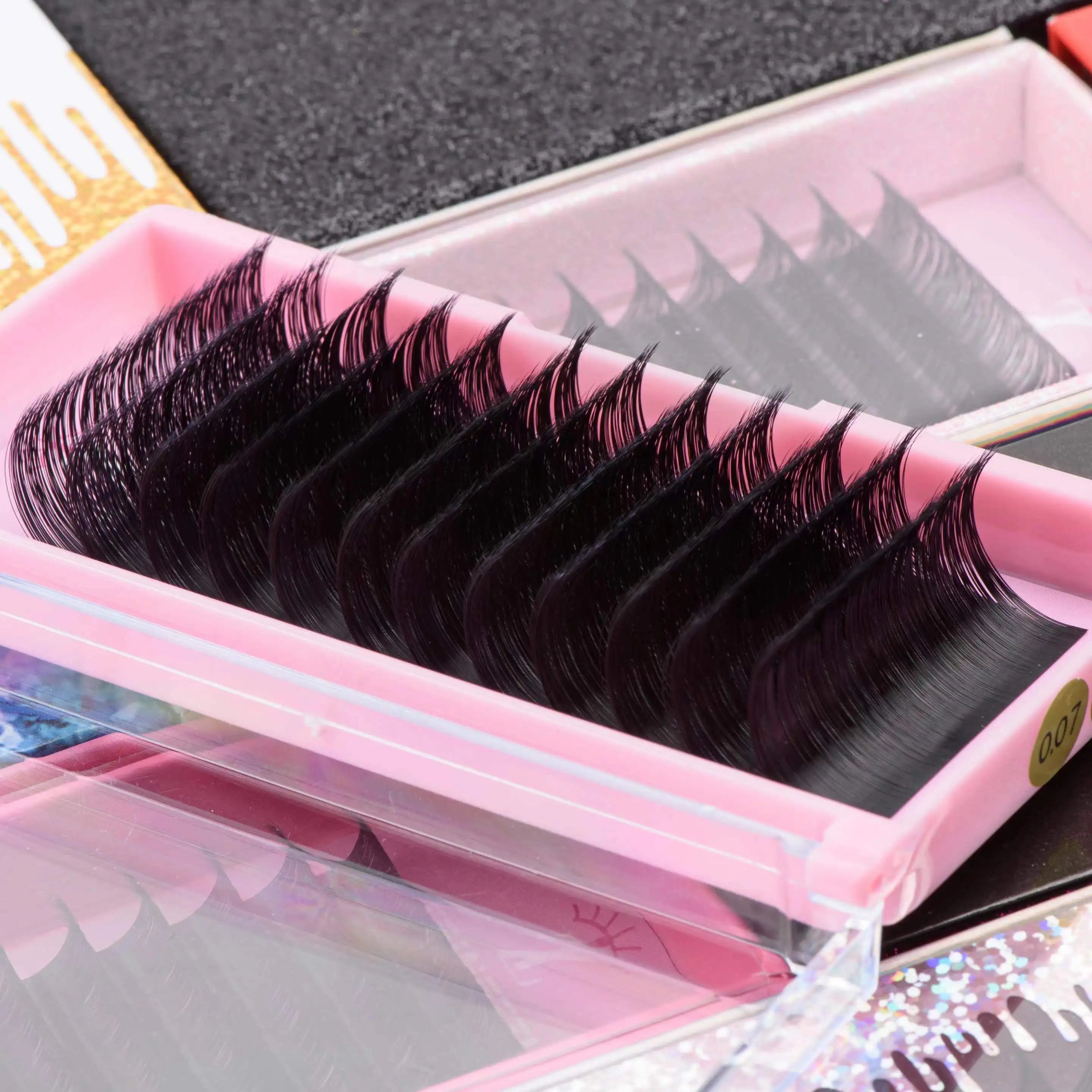 Professional Black Sealant Eyelash Extension Kit Super Matte/Bright Cashmere Lashes Premium Quality Black Sealant Material