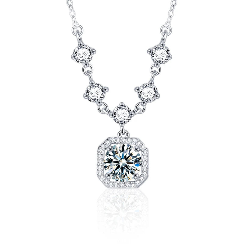 XMZ075 Fashion Jewelry Necklace Moissanite Jewelry 925 Silver Chain Custom Loose Diamond Necklace Fine Gift for Women