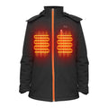 Winter Men's Heated Motorcycle Jacket Hooded Waterproof Rechargeable Back Heating 7.4V Battery Logo Front Wind Cold Protection