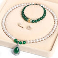 Certified ZZXL-N0010-03 Women Wedding Jewelry Bridal Freshwater Pearl Drop Pendant Agate Set