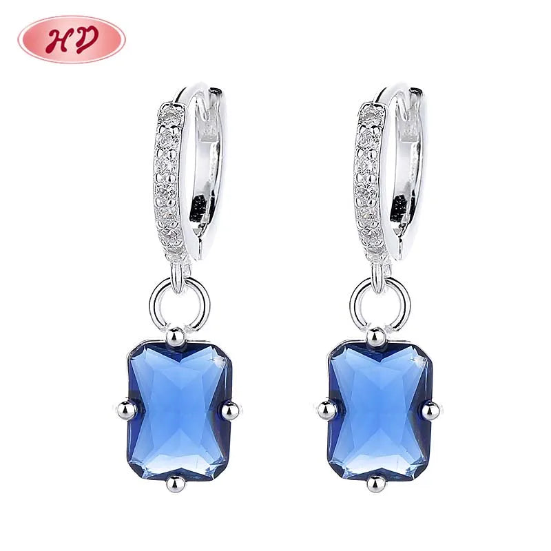 Wholesale Fashion Jewelry Vibrant Zircon Silver Drop Earrings 925 Sterling Silver Earrings