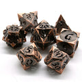 Copper Metal Polyhedral Dungeons & Dragons Dice 7-Piece Set Bulk Hollow Design Customizable Logo & Color