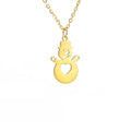 Wholesale Children's Stainless Steel Link Chain Necklace Trendy 18k Gold Plated Love Snowman Pendant Gift