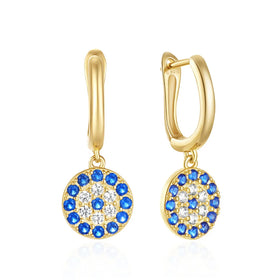 CANNER Wholesale Micro CZ Diamond 18k Gold Plated Devil Eye Pave Blue Zircon Round Drop Hoops Earrings for Women Gifts