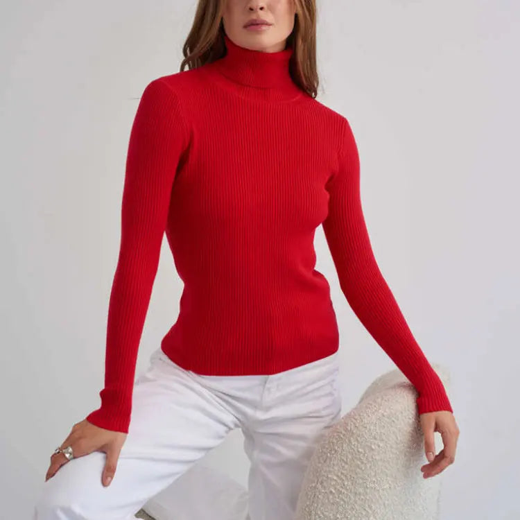 2025 Autumn Women's Turtleneck Knit Base Layer Euro-American Style Pullover Sweater-2