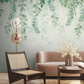 Made in Germany Photo Wallpaper Murals Eucalyptus Green Blue Cream Non Woven Vinyl Wall Mural Leaves for Hotel - 371 x 280 m