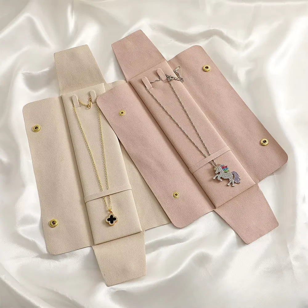 Microfiber Jewelry Pouch With Logo Jewelry Organizer Necklace Display Pearl Folder Travel Velvet Jewelry Pouch Case for Necklace MegaBDM