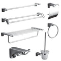 Ceiling Mounted Modern Stainless Steel Sliver Chrome PVD 6-Piece Punch-Free Brush Folding Toilet Storage Rack Bathroom Hardware