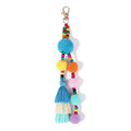 HOT Bag Accessories Pendant Decorative Pom Pom Ombre Tassel Keychain for Bag Charms Decoration Boho Western Fluffy Key Chains