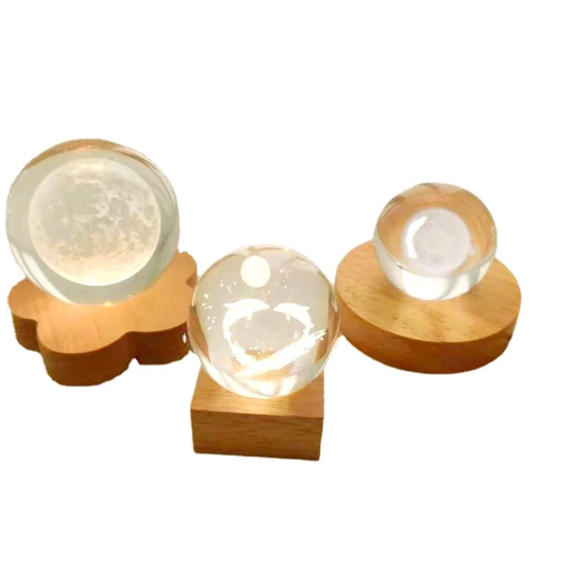 Wholesale 5V USB Cable Base LED 3D Night Light Base Beech Wood Rectangular Wooden Solid Home Decorative Wall Sign Crafts