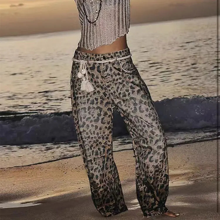 2026 Women's Western Cross-Border Denim Pants-Summer Casual High-Street Solid High-Waisted Straight-Leg