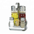 Kitchen Stainless Steel Condiment Set Salt Pepper Cooking Glass Oil Vinegar Salt Pepper With Napkin Holder