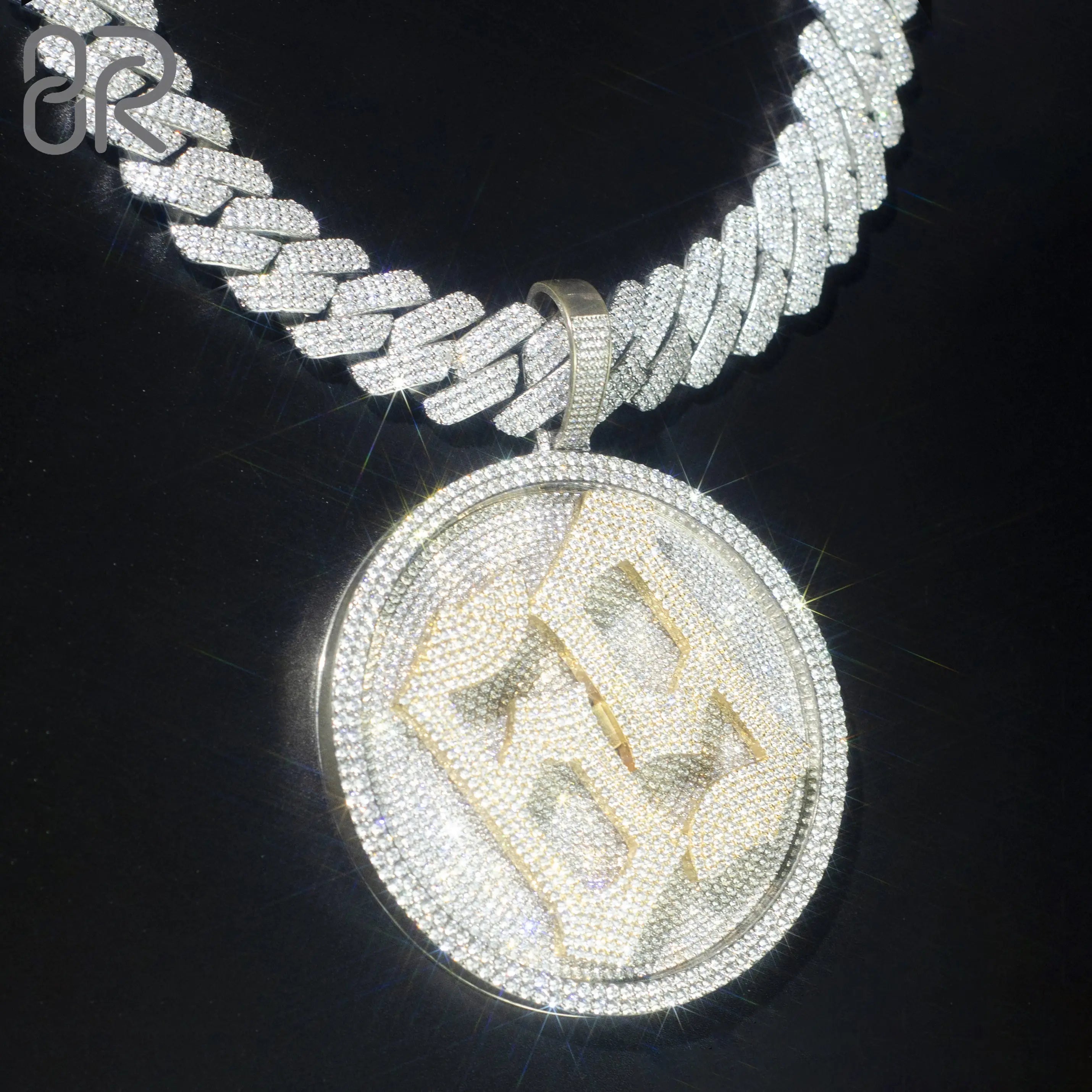 Letter Initial VVS Moissanite Diamonds Pendants Round 18k Gold Plating Sliver HIP HOP Custom Jewelry Pendant