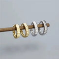 SP INS New Simple Design S925 Silver Round Vertical Stripe 925 Sterling Silver Gold Plated Hoop Earrings
