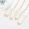 Non Tarnish Waterproof Hollow Heart Cubic Zirconia Pendant Necklace 316L Stainless Steel Fashion Jewelry Wholesale