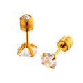 Showfay 24k Gold Plated 316L Stainless Steel 5A Cubic Zirconia Earrings for Women and Men in Stock