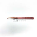 Rose Gold Diamond Grip Eyelash Extension Tweezers Short Curved Tip Soft Tension for Beauty Tools Private Label Supply