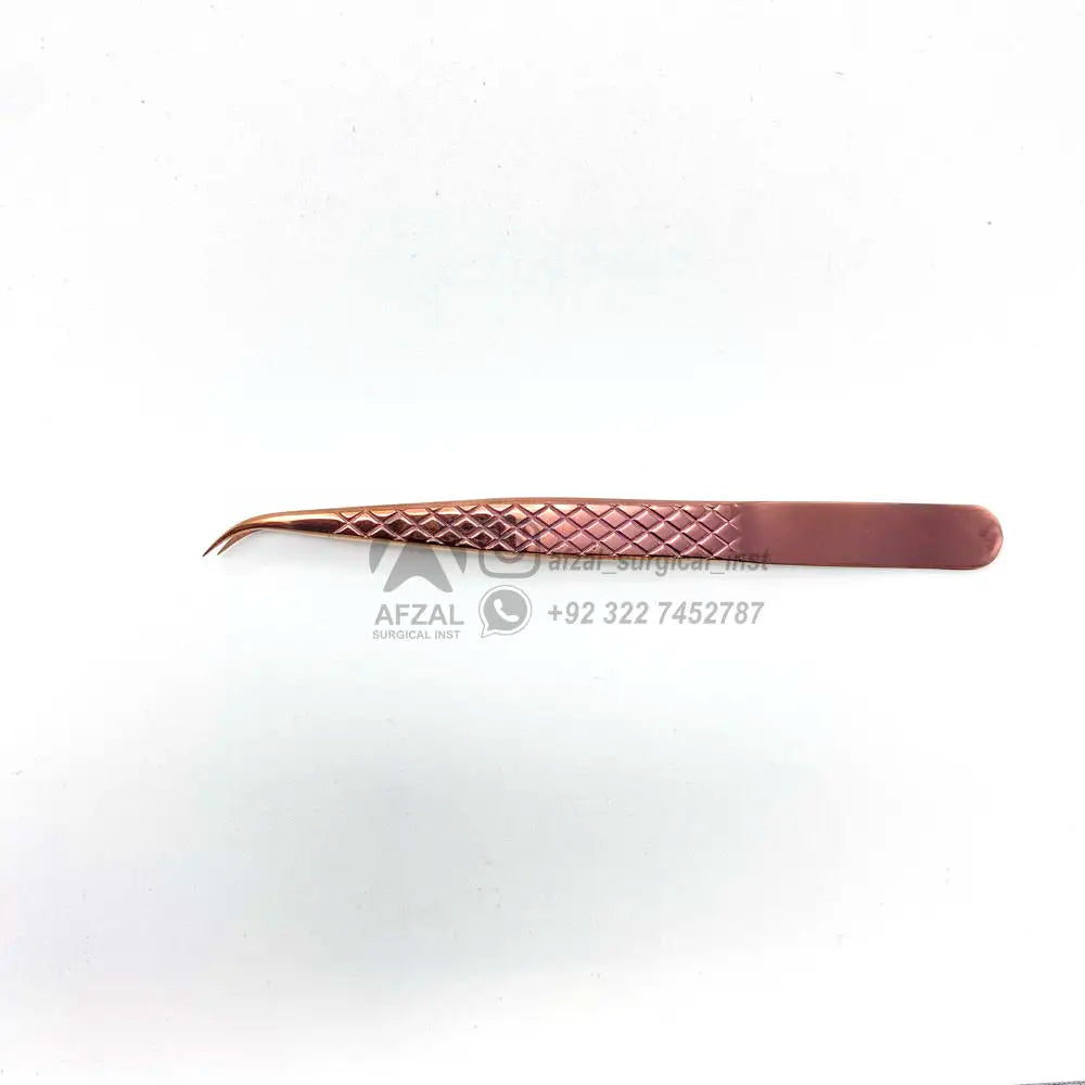 Rose Gold Diamond Grip Eyelash Extension Tweezers Short Curved Tip Soft Tension for Beauty Tools Private Label Supply